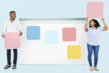 People with web template icons