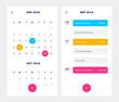 © Oksana - Calendar Application template With To Do List and Tasks UI UX. Design For Mobile Phone. To Do App UI. Event Calendar Application. EPS 10