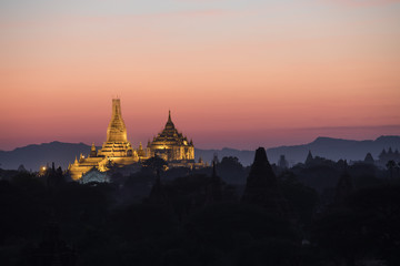 Buddha temple in the sunset dawn