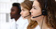 © rogerphoto - Call center operator.Young beautiful  brunette woman in headset. Business concept