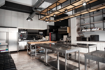 Interior of professional kitchen in restaurant