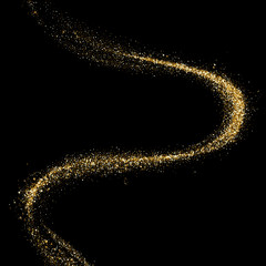 Aufkleber - Golden glitter glare wave or gold sparkling light twist trail on premium luxury background with glittery mist effect