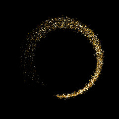 Aufkleber - Golden glitter circle of shining particles twirl. Vector abstract spinning glittery glare confetti background for luxury premium cosmetic or Christmas design