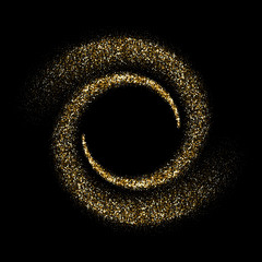 Aufkleber - Golden circles whirl of glitter particles. Vector twirl waves of comet trace in space sparkling black background with gold flare twirl or twist effect for luxury premium design