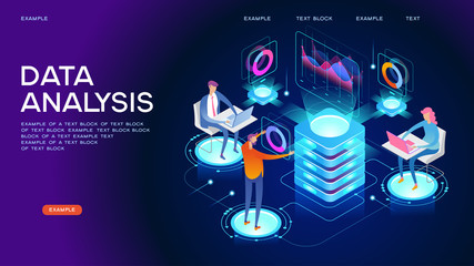 Wall Mural - data visualization isometric concept banner