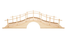 Wooden Bridge Isolated On White Background. Slide View. 3D Rendering Illustration.