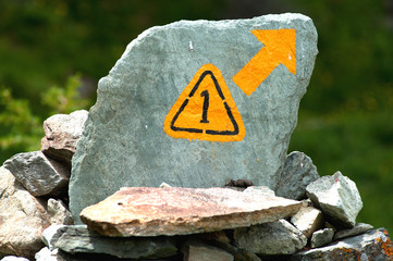 Path sign at alta via number 1, Aosta Valley, Italy