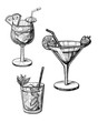 Alcohol cocktail hand drawn illustration set