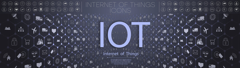 Fototapete - 	 Internet of things (IoT) and networking concept for connected devices. Spider web of network connections with on a futuristic blue background