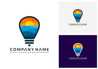 Modern Bulb Water designs concept, Water Idea logo template