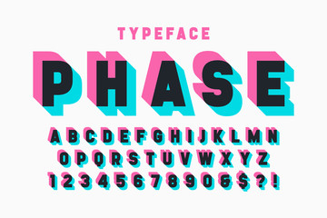 glitched display font design, alphabet, typeface, letters