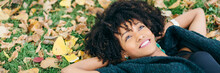 Afro Hair Style Woman Daydraming In Autumn