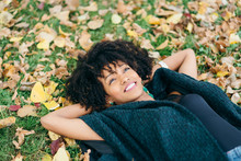 Afro Hair Style Woman Daydraming In Autumn