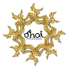 Poster - Logo for Thai massage with traditional thai ornament, pattern el