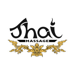 Poster - Logo for Thai massage with traditional thai ornament, pattern el