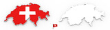 Fototapeta Mapy - 3D map of Switzerland white silhouette and flag
