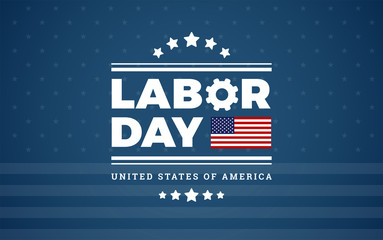 Wall Mural - Labor Day logo background USA - blue background w/ stars, stripes, the United States flag - labor day vector illustration
