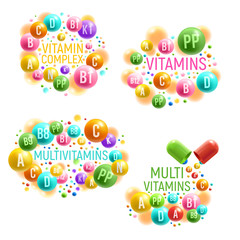 Wall Mural - Multivitamin complex with vitamins pills