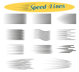 Set of speed lines. Design elements for Manga and Comics. Vector illustrations for your projects.