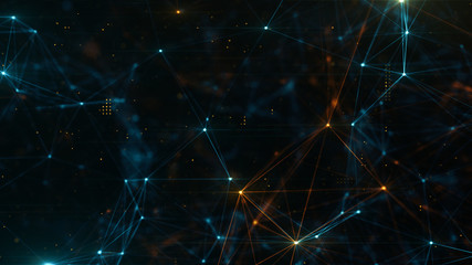Wall Mural - abstract plexus structure of many glowing lines and particles. connection concept. creative technolo