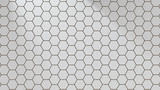 Fototapeta  - Set of white metal hexagons. Creative honeycomb geometric structure. Tech pattern of cell elements. Graphic digital concept. Abstract background. 3d rendering
