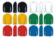 Colorful long sleeve t-shirt icon set. Front side and back vector image