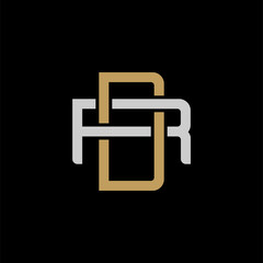 initial letter r and d, rd, dr, overlapping interlock logo, monogram line art style, silver gold on 