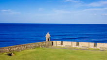 Sentry Box And Lawn By The Sea In Old San Juan, Puerto Rico
