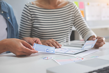 creative web designer planning application and developing template layout, framework for mobile phon
