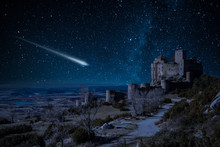 Shooting Falling Stars At Loarre Castle In Spain
