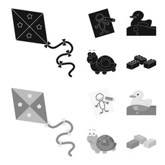 Wall Mural - Children toy black,monochrome icons in set collection for design. Game and bauble vector symbol stock web illustration.