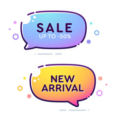 Wall Mural - set of vector bold dashed outline stroke banners. rounded speech bubble shape. nice and cute design 