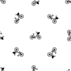 Sticker - Bike with luggage pattern repeat seamless in black color for any design. Vector geometric illustration