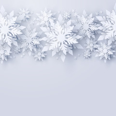 Wall Mural - vector christmas and new year holidays background with realistic looking paper craft snowflakes. sea