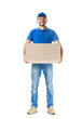 © GVS - Full length portrait of delivery man holding big parcel box