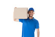 © GVS - Smiling young courier holding parcel box