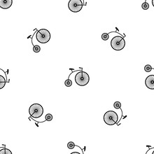 Penny-farthing Pattern Repeat Seamless In Black Color For Any Design. Vector Geometric Illustration