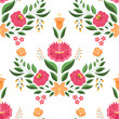 Hungarian folk pattern vector seamless. Kalocsa floral ethnic ornament. Slavic eastern european print. Traditional embroidery flower design for birthday wrapping paper, bedroom textile, wedding gifts.