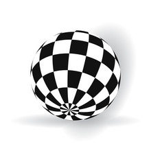 3d Ball With Squares Of Black And White On A Plane