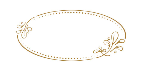 Wall Mural - Vector floral vintage oval frame on a white background.