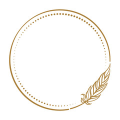 Wall Mural - Vector round dotted frame frame whith feather decorative element
