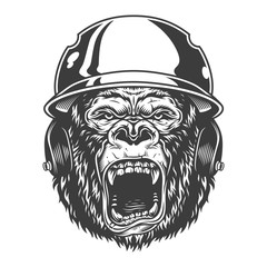 Wall Mural - Angry gorilla in monochrome style