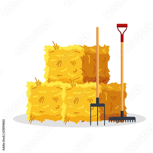 Fotografía Bale of hay isolated on white background