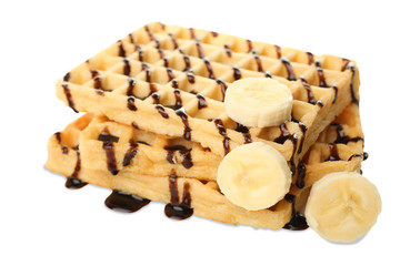 Canvas Print - Belgian waffle with banana