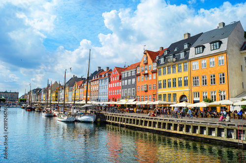 Nyhavn embankment in sunshine, Copenhagen
