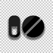© fokas.pokas - simple symbols of pills or vitamins. Black glass icon with soft