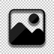 © fokas.pokas - Simple picture icon. Black glass icon with soft shadow on transp