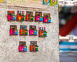 © ggfoto - Sale of souvenir magnets on a city street, Buenos Aires, Argentina. With selective focus.