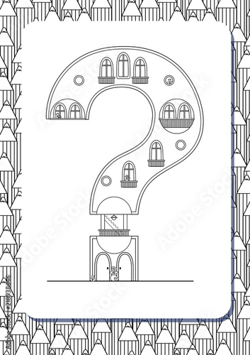 Cartoon Question Mark Drawn In The Shape Of House Vertical Page For Coloring Book Stock Vector Adobe Stock