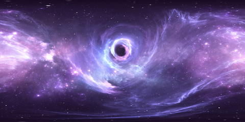 Wall Mural - 360 degree massive black hole panorama, equirectangular projection, environment map. hdri spherical 